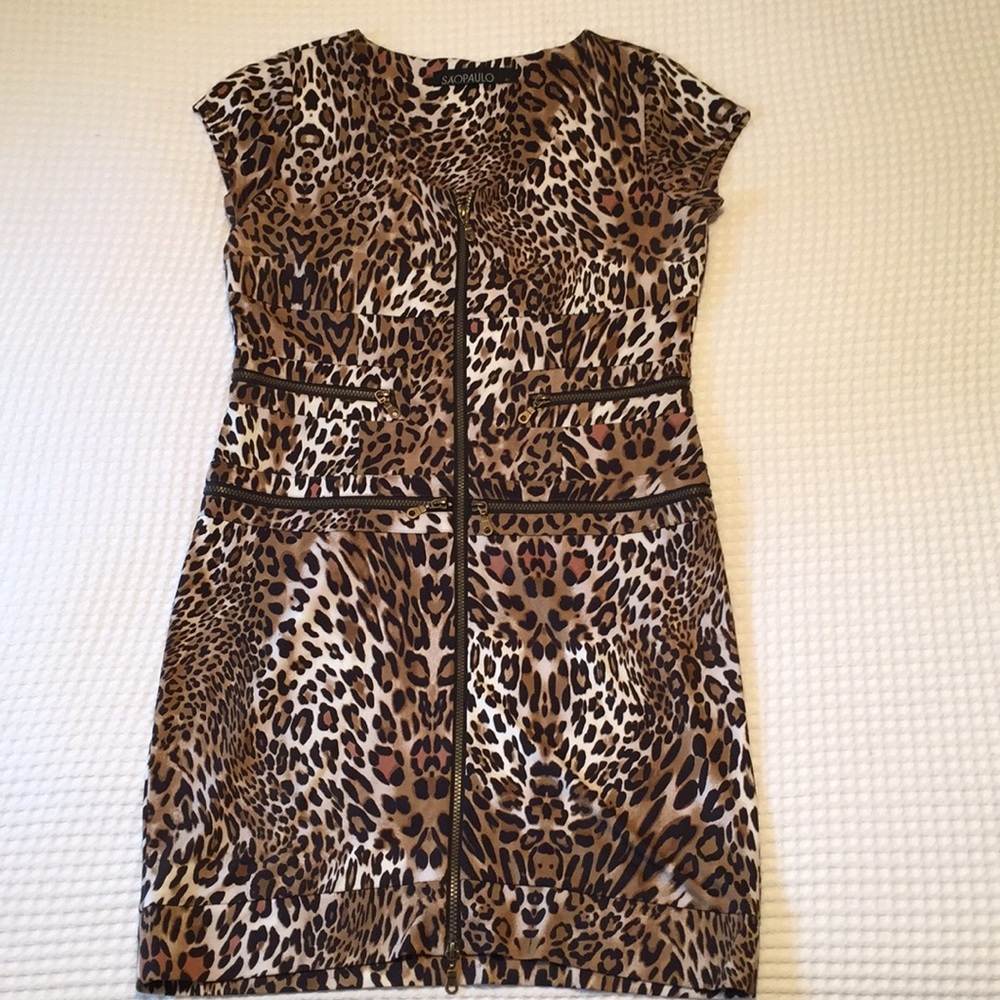 SaoPaulo Leopard Print Zipper Dress